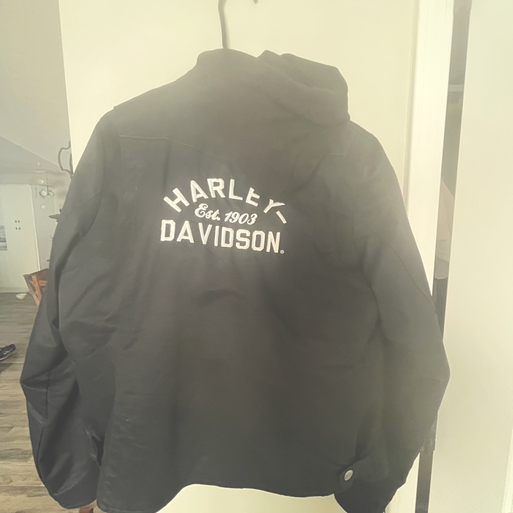 Harley Davidson women's jacket wind and rain proof with removable hoodie vest .